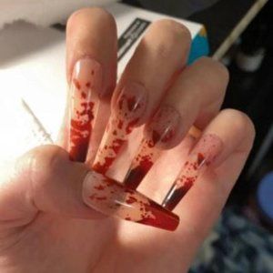 y2k 2000 00s retro deadstock gothic punk alt emo halloween bloody clear nails